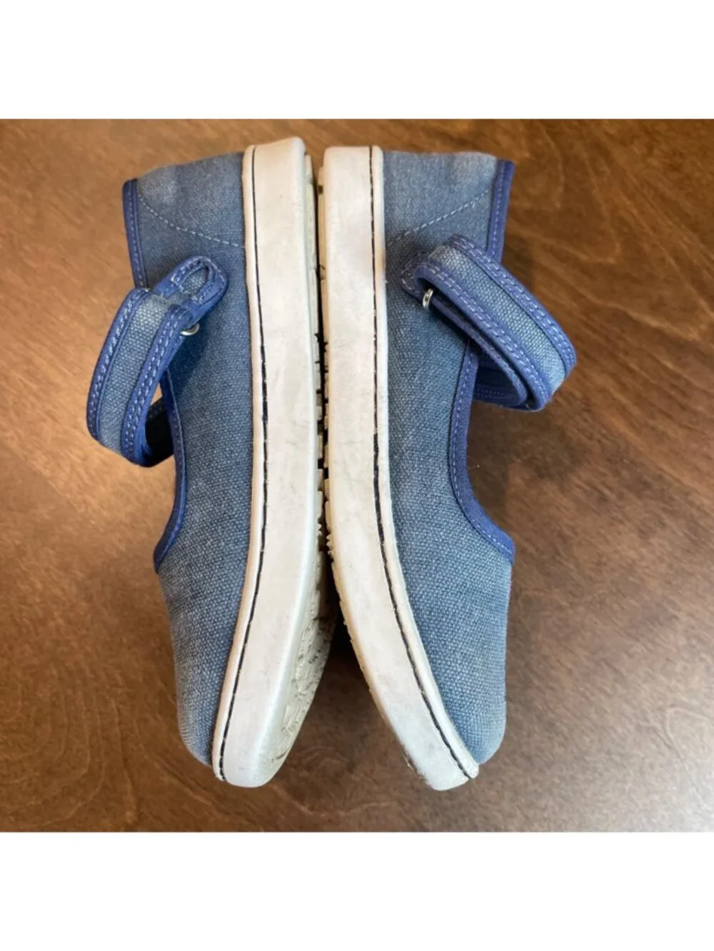 L'amour Jenna Mary‎ Jane Flat Girls Size 13 Chambray Blue Hook and Loop Closure